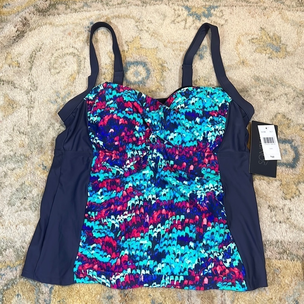 Nwt,Sonria,-16w, Swimwear Top, Gorgeous Colors,So Slimming & Form Flattering!